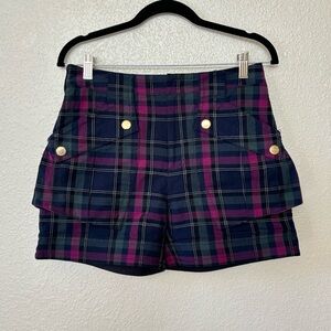 Marc by Marc Jacobs Purple & Blue Plaid Wool Blend Shorts Size 2